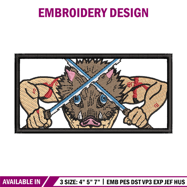 Inosuke box embroidery design, Inosuke embroidery, Anime design, Embroidery shirt, Embroidery file,Digital download.jpg