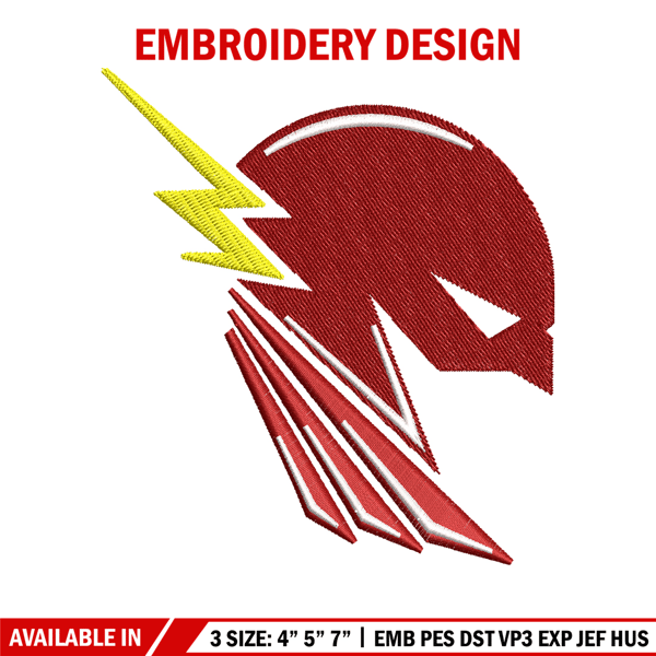 The flash head embroidery design, the flash embroidery, movie design, Embroidery file, movie shirt, Digital download..jpg