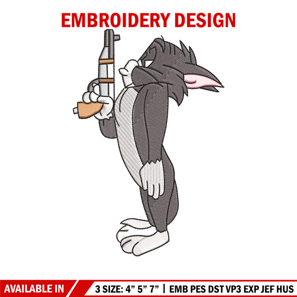 Tom gun embroidery design, Tom and jerry embroidery, Emb design, Embroidery shirt, Embroidery file, Digital download.jpg