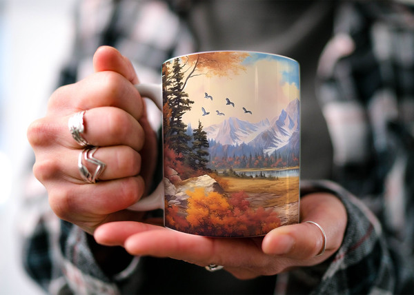 Mountains and Bear Coffee Mug  Nature Inspired  Outdoor Design  Watercolor Mountain Scene  Dad Gift  Nature Lover Gift  Hunter Gift - 2.jpg