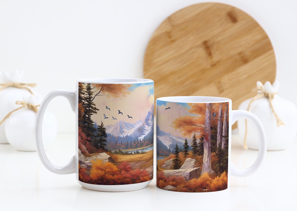 Mountains and Bear Coffee Mug  Nature Inspired  Outdoor Design  Watercolor Mountain Scene  Dad Gift  Nature Lover Gift  Hunter Gift - 3.jpg