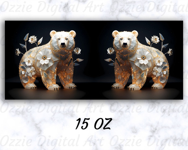 3D Bear Mug Wrap, 11oz And 15oz Mug Template, Mug Sublimation Design, Flowers Mug Wrap Template, Instant Digital Download PNG - 2.jpg