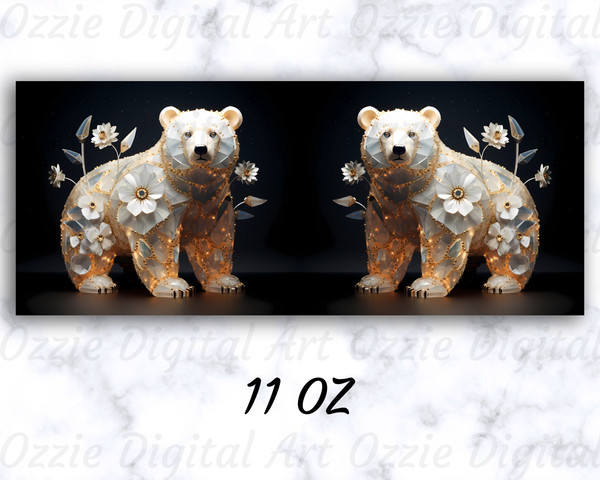 3D Bear Mug Wrap, 11oz And 15oz Mug Template, Mug Sublimation Design, Flowers Mug Wrap Template, Instant Digital Download PNG - 3.jpg