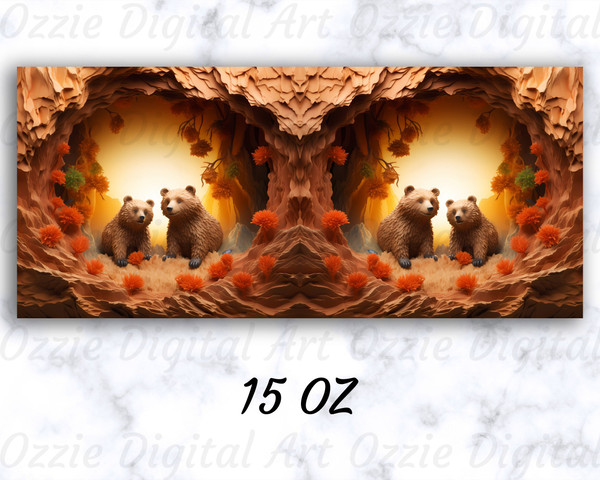 3D Bears Hole In A Wall Mug Wrap, 11oz And 15oz Mug Template, Mug Sublimation Design, Mug Wrap Template, Instant Digital Download PNG - 2.jpg