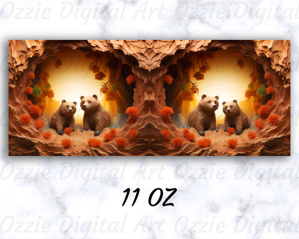 3D Bears Hole In A Wall Mug Wrap, 11oz And 15oz Mug Template, Mug Sublimation Design, Mug Wrap Template, Instant Digital Download PNG - 3.jpg