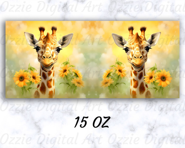 Baby Giraffe Mug Wrap, 11oz & 15oz Mug Template, Mug Sublimation Design, Sunflowers Mug Wrap Template, Instant Digital Download PNG - 2.jpg