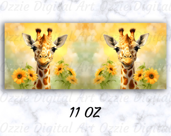 Baby Giraffe Mug Wrap, 11oz & 15oz Mug Template, Mug Sublimation Design, Sunflowers Mug Wrap Template, Instant Digital Download PNG - 3.jpg