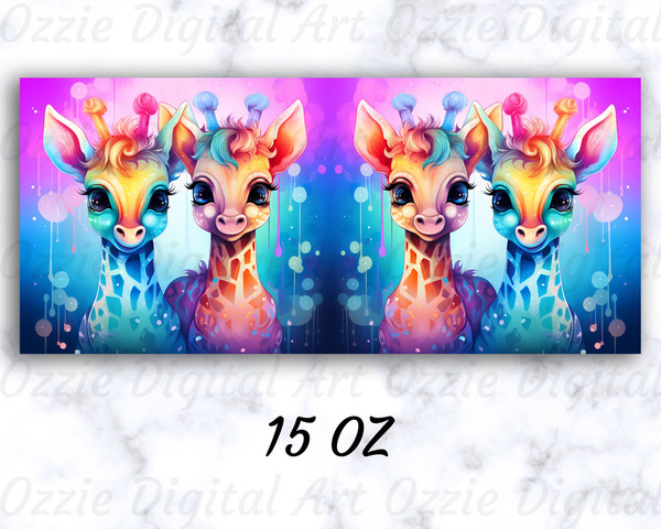 Neon Colorful Baby Giraffes Mug Wrap, 11oz And 15oz Mug Template, Mug Sublimation Design, Mug Wrap Template, Instant Digital Download PNG - 2.jpg