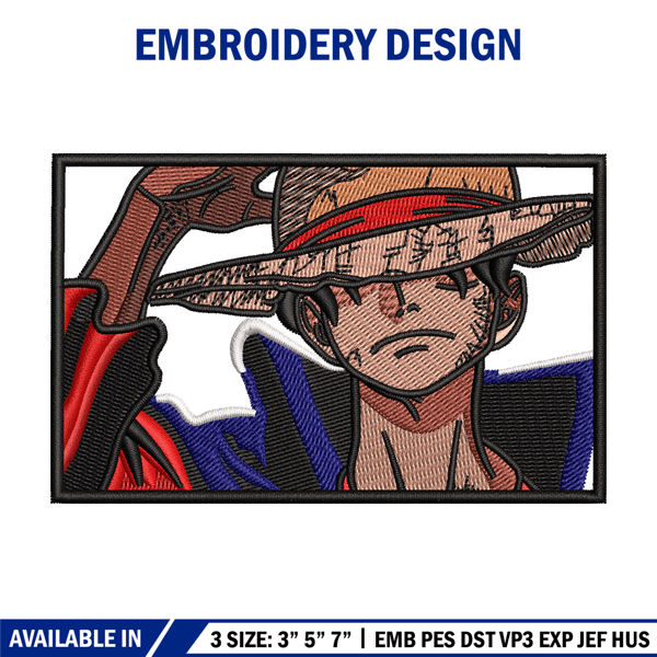 Luffy cool box embroidery design, One piece embroidery, Embroidery file, Embroidery shirt, Emb design, Digital download.jpg