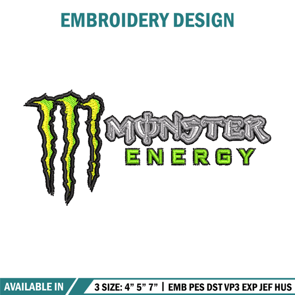 Monster Energy logo embroidery design, Monster Energy embroidery, Embroidery shirt, logo design, Digital download..jpg