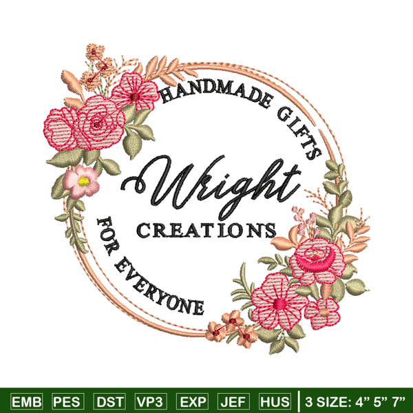 Wright creation logo embroidery design, Wright creation embroidery, logo design, Embroidery shirt, Instant download.jpg