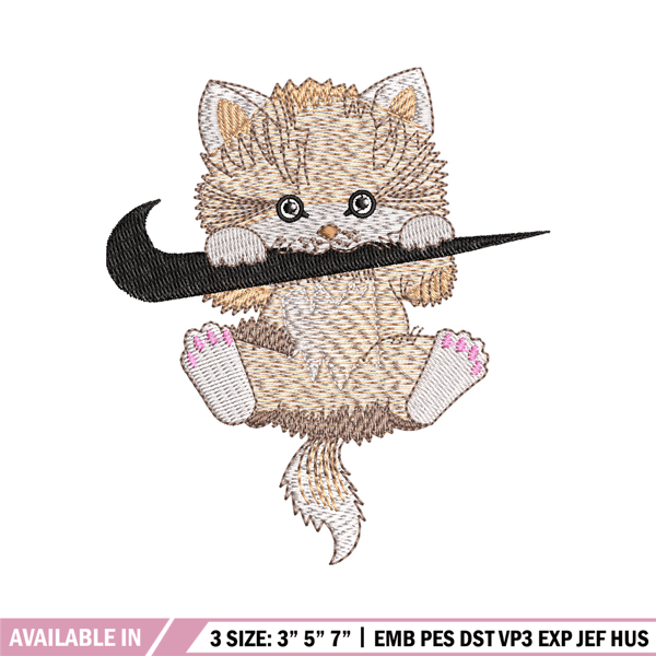 Swoosh cat embroidery design, Cat embroidery, Nike design, Embroidery file, Embroidery shirt, Digital download.jpg