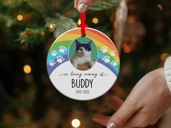 Cat Memorial Custom Photo Ornament, Christmas Personalized Cat Ornament, Cat Loss Ornament, Pet Loss Keepsake Gift, (OR-57) - 3.jpg