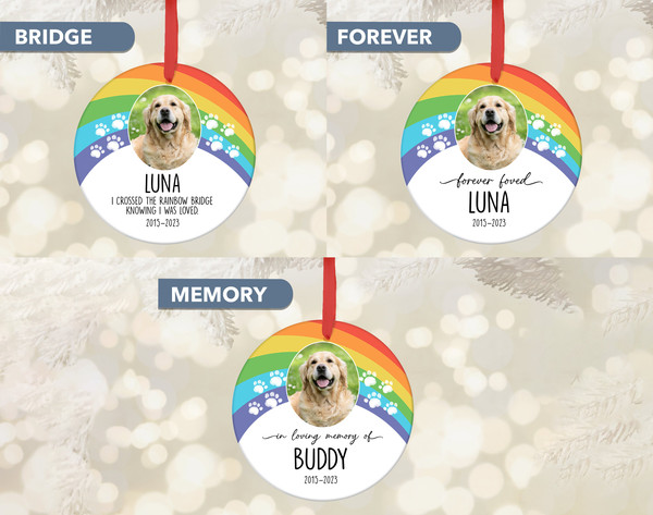 Custom Dog Photo Memorial Christmas Ornament, Dog Loss Personalized Ornament, Pet Memorial Ornament, Dog Lover Sympathy Gift, (OR-56) - 2.jpg