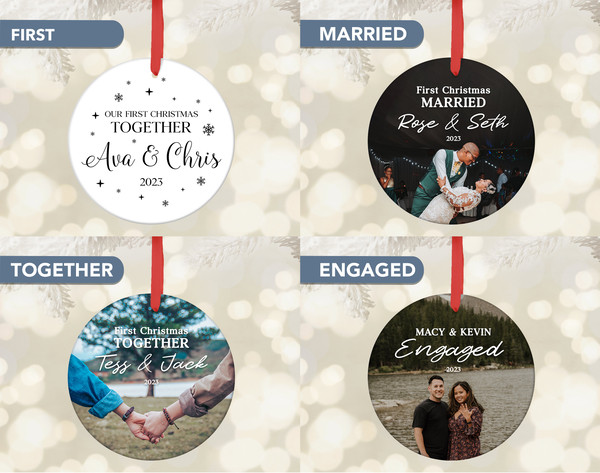Engaged Christmas Ornament • Personalized Engagement Photo Ornament • Newly Engaged Couple Ornament • First Christmas Together • (OR-71) - 2.jpg