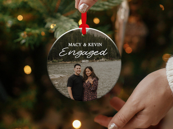 Engaged Christmas Ornament • Personalized Engagement Photo Ornament • Newly Engaged Couple Ornament • First Christmas Together • (OR-71) - 3.jpg