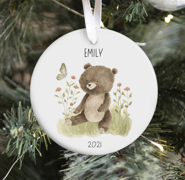 Baby’s First Christmas Personalized Bear Ornament  Baby Gift 2021  Kids Ornament  Name Ornament Stocking Stuffer Christmas Gift - 1.jpg