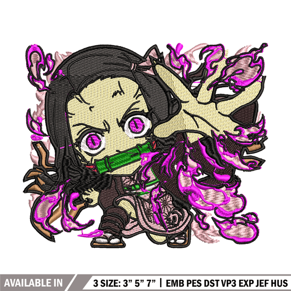 Nezuko demon chibi embroidery design, Kimetsu no Yaiba embroidery, anime design, anime shirt, Digital download.jpg