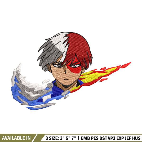 Todoroki Nike embroidery design, My hero academia embroidery, Nike design, anime design, anime shirt, Digital download.jpg