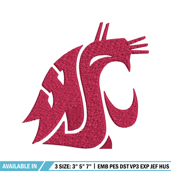 Washington State Cougars embroidery design, Washington State Cougars embroidery, Sport embroidery, NCAA embroidery..jpg