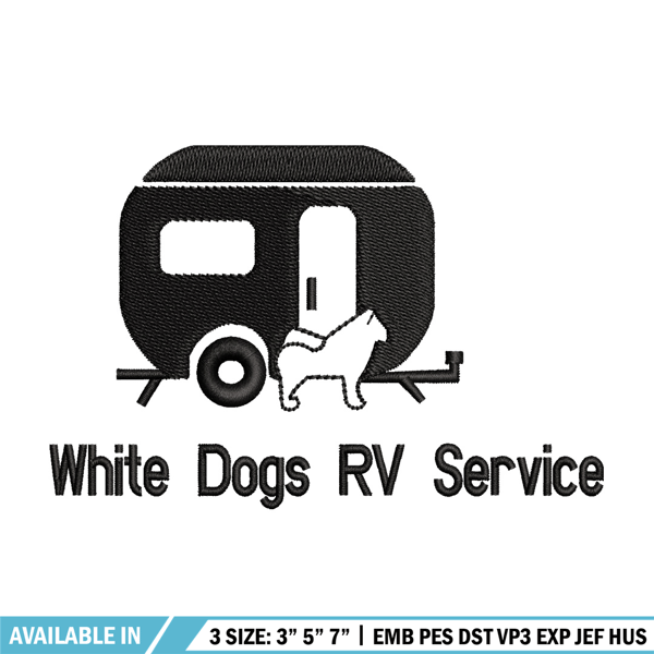 White dog rv service embroidery design, Logo embroidery, Embroidery file,Embroidery shirt, Emb design, Digital download.jpg