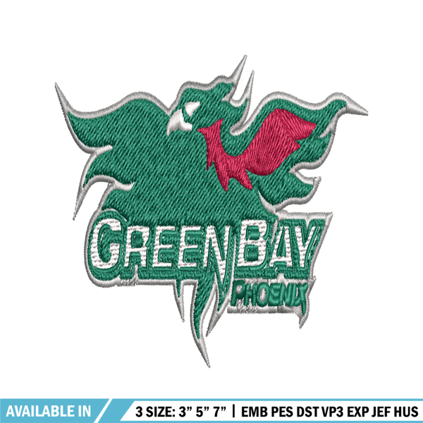 Wisconsin Green Bay Phoenix embroidery design, Wisconsin Green Bay Phoenix embroidery, Sport embroidery, NCAA embroidery.jpg