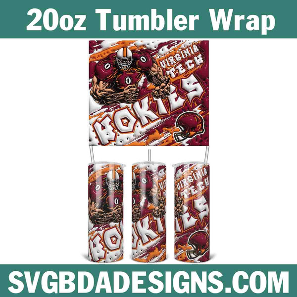 Virginia Tech Hokies Football 3D Inflated Tumbler Wrap.jpg