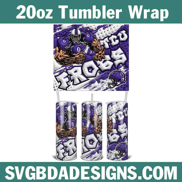 TCU Frogs Football 3D Inflated Tumbler Wrap.jpg