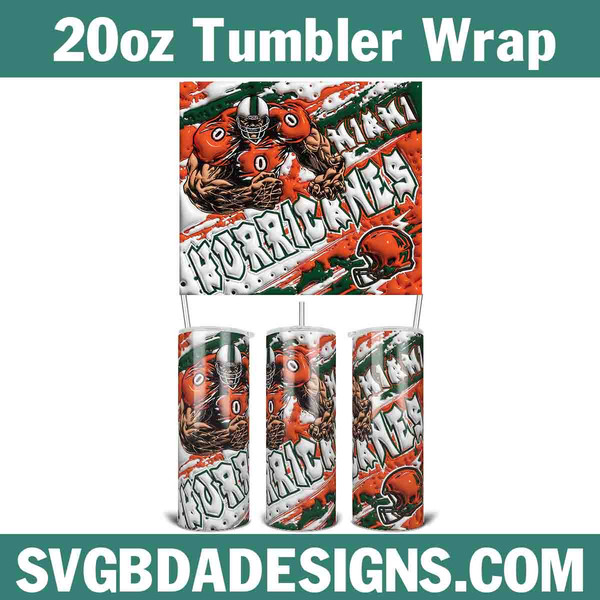 Miami Hurricanes Football 3D Inflated Tumbler Wrap.jpg