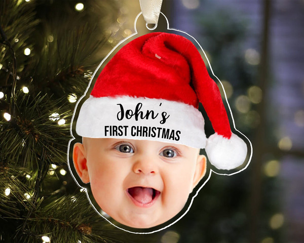 Custom Baby First Christmas Ornament, Personalized Photo Ornament with Baby Face, Baby 1st Christmas Ornament, Newborn Baby Keepsake Gifts - 1.jpg