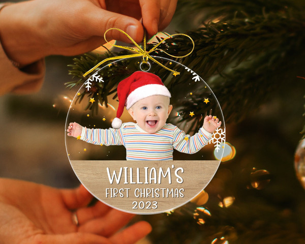 Custom Baby Photo Ornament, Personalized Baby First Christmas Ornament, New Baby Christmas Gift, Baby's 1st Christmas Ornament, Xmas Decor - 1.jpg