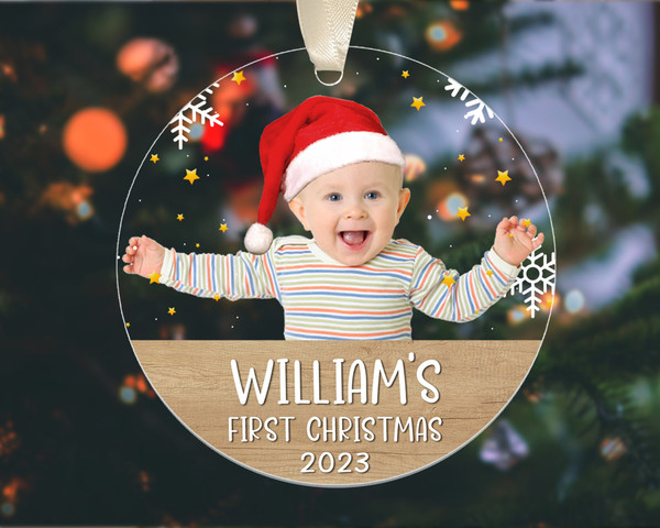 Custom Baby Photo Ornament, Personalized Baby First Christmas Ornament, New Baby Christmas Gift, Baby's 1st Christmas Ornament, Xmas Decor - 3.jpg