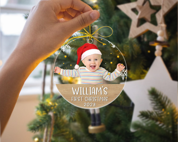 Custom Baby Photo Ornament, Personalized Baby First Christmas Ornament, New Baby Christmas Gift, Baby's 1st Christmas Ornament, Xmas Decor - 4.jpg