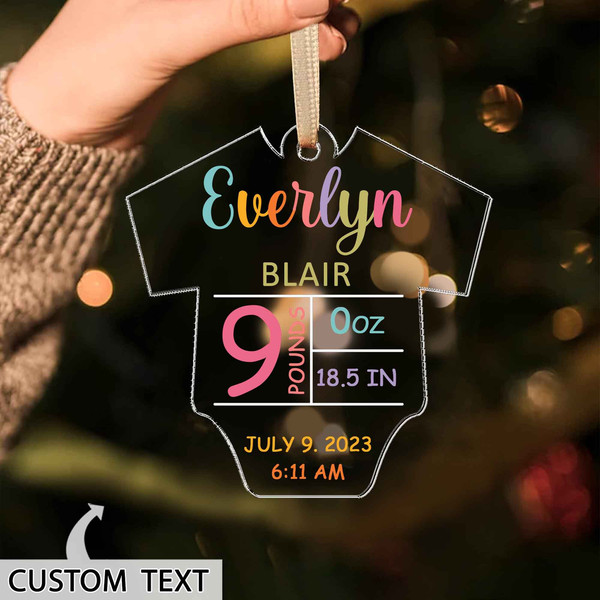 Personalized Baby's First Christmas Ornament, New Baby Gift, Newborn Ornament, Xmas Tree Decor, Kid 1st Christmas Gift, Cute Kid Ornament - 1.jpg
