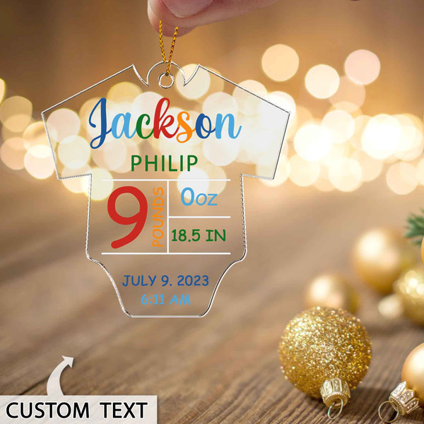 Personalized Baby's First Christmas Ornament, New Baby Gift, Newborn Ornament, Xmas Tree Decor, Kid 1st Christmas Gift, Cute Kid Ornament - 9.jpg