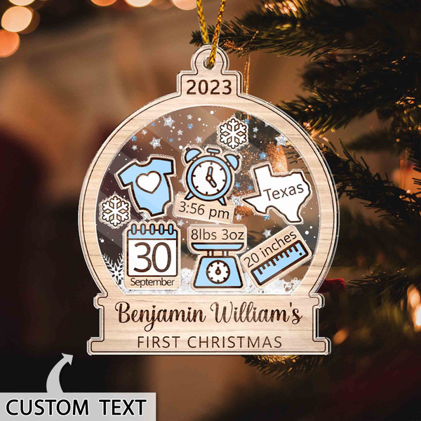 Baby's First Christmas Ornament 2023, Personalized Baby 1st Christmas Gift, Custom New Baby Gift, 4D Shake Babies Ornament, Baby Shower Gift - 2.jpg