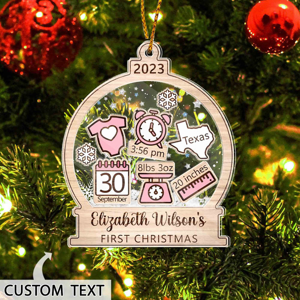 Baby's First Christmas Ornament 2023, Personalized Baby 1st Christmas Gift, Custom New Baby Gift, 4D Shake Babies Ornament, Baby Shower Gift - 3.jpg