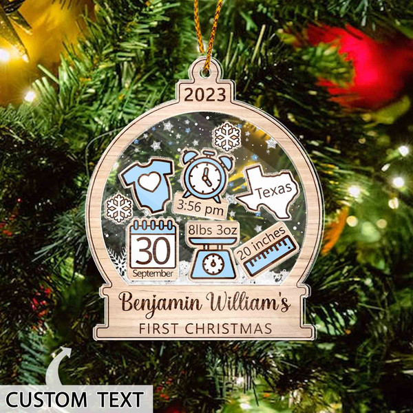 Baby's First Christmas Ornament 2023, Personalized Baby 1st Christmas Gift, Custom New Baby Gift, 4D Shake Babies Ornament, Baby Shower Gift - 4.jpg