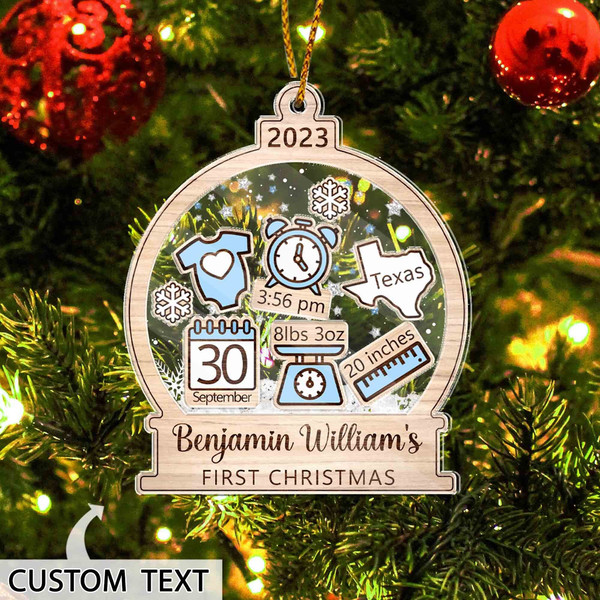 Baby's First Christmas Ornament 2023, Personalized Baby 1st Christmas Gift, Custom New Baby Gift, 4D Shake Babies Ornament, Baby Shower Gift - 6.jpg