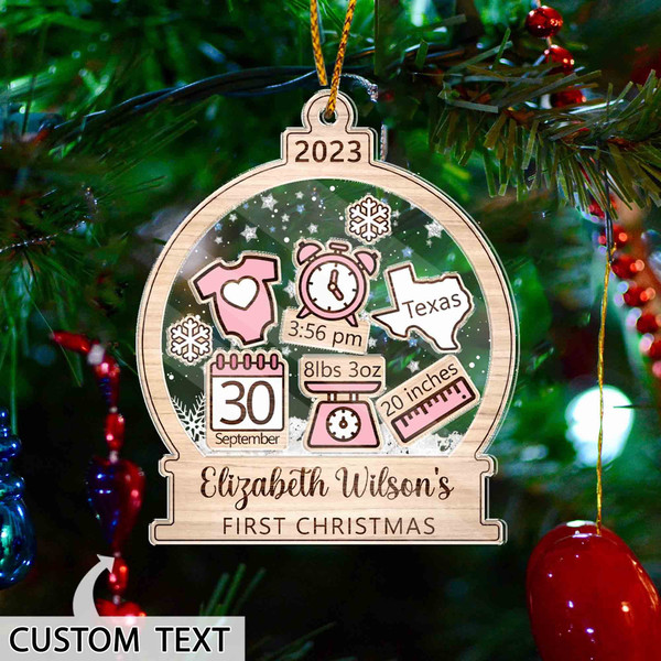 Baby's First Christmas Ornament 2023, Personalized Baby 1st Christmas Gift, Custom New Baby Gift, 4D Shake Babies Ornament, Baby Shower Gift - 7.jpg