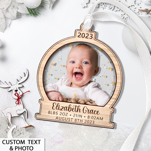 Baby's First Christmas Ornament 2023, Personalized Baby Stats Ornament, Baby Photo Ornament, 1st Christmas Gift, Baby Keepsake, Baby Gift - 6.jpg