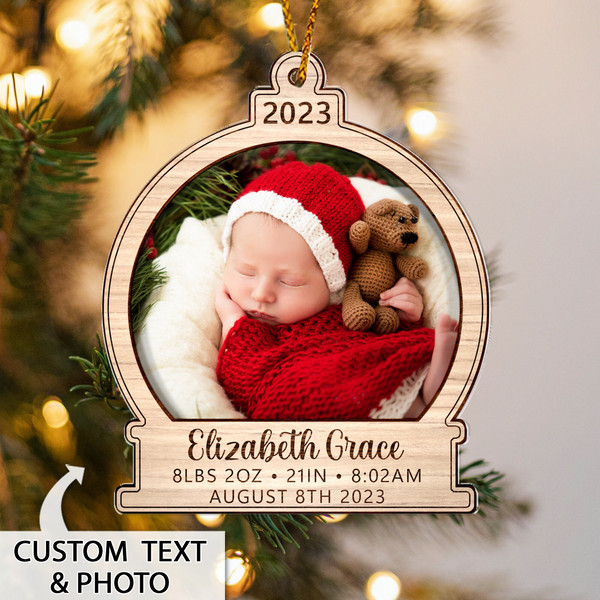 Baby's First Christmas Ornament 2023, Personalized Baby Stats Ornament, Baby Photo Ornament, 1st Christmas Gift, Baby Keepsake, Baby Gift - 8.jpg
