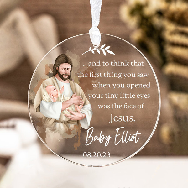 Custom Baby Memorial Christmas Ornament, Miscarriage Ornament, Baby Loss Keepsae Gift, Jesus Holding Baby Ornament, Stillborn Gift for Mom - 1.jpg