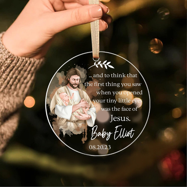 Custom Baby Memorial Christmas Ornament, Miscarriage Ornament, Baby Loss Keepsae Gift, Jesus Holding Baby Ornament, Stillborn Gift for Mom - 2.jpg