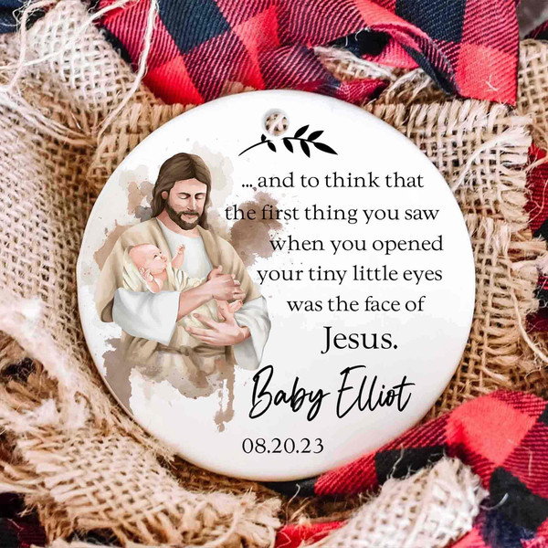 Custom Baby Memorial Christmas Ornament, Miscarriage Ornament, Baby Loss Keepsae Gift, Jesus Holding Baby Ornament, Stillborn Gift for Mom - 5.jpg