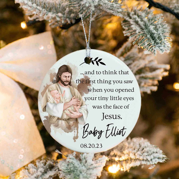 Custom Baby Memorial Christmas Ornament, Miscarriage Ornament, Baby Loss Keepsae Gift, Jesus Holding Baby Ornament, Stillborn Gift for Mom - 7.jpg