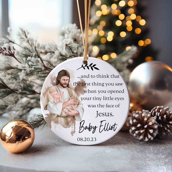 Custom Baby Memorial Christmas Ornament, Miscarriage Ornament, Baby Loss Keepsae Gift, Jesus Holding Baby Ornament, Stillborn Gift for Mom - 8.jpg