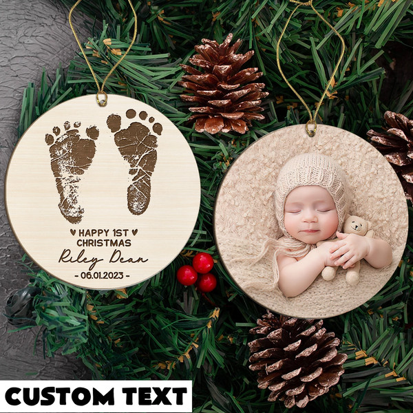 Personalized New Baby Ornament, First Christmas Ornament, Baby Photo Ornament, Baby Keepsake Ornament, Newborn Footprints, New Mommy Gift - 6.jpg