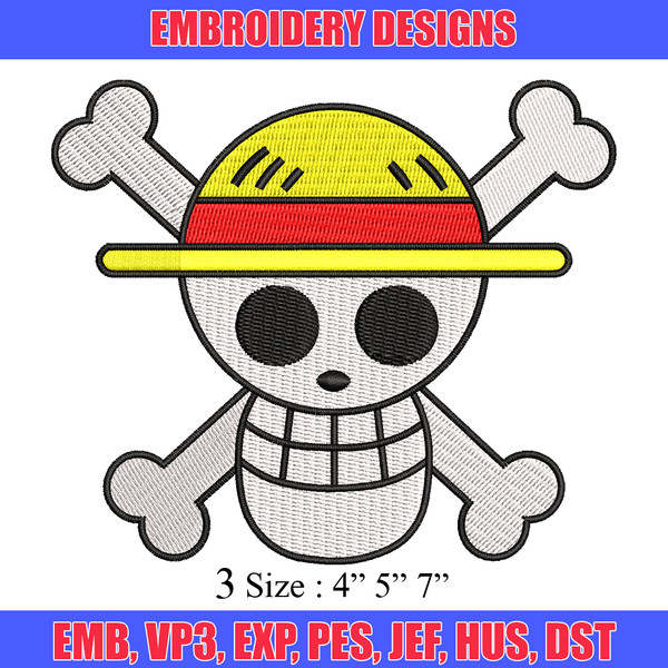 One piece Luffy Logo embroidery design, One piece embroidery, anime design, embroidery file, Digital download..jpg