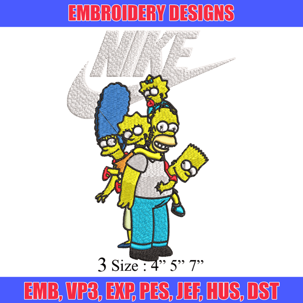 Simpson family Nike Embroidery design, Simpson cartoon Embroidery, Nike design, Embroidery file, Instant download..jpg